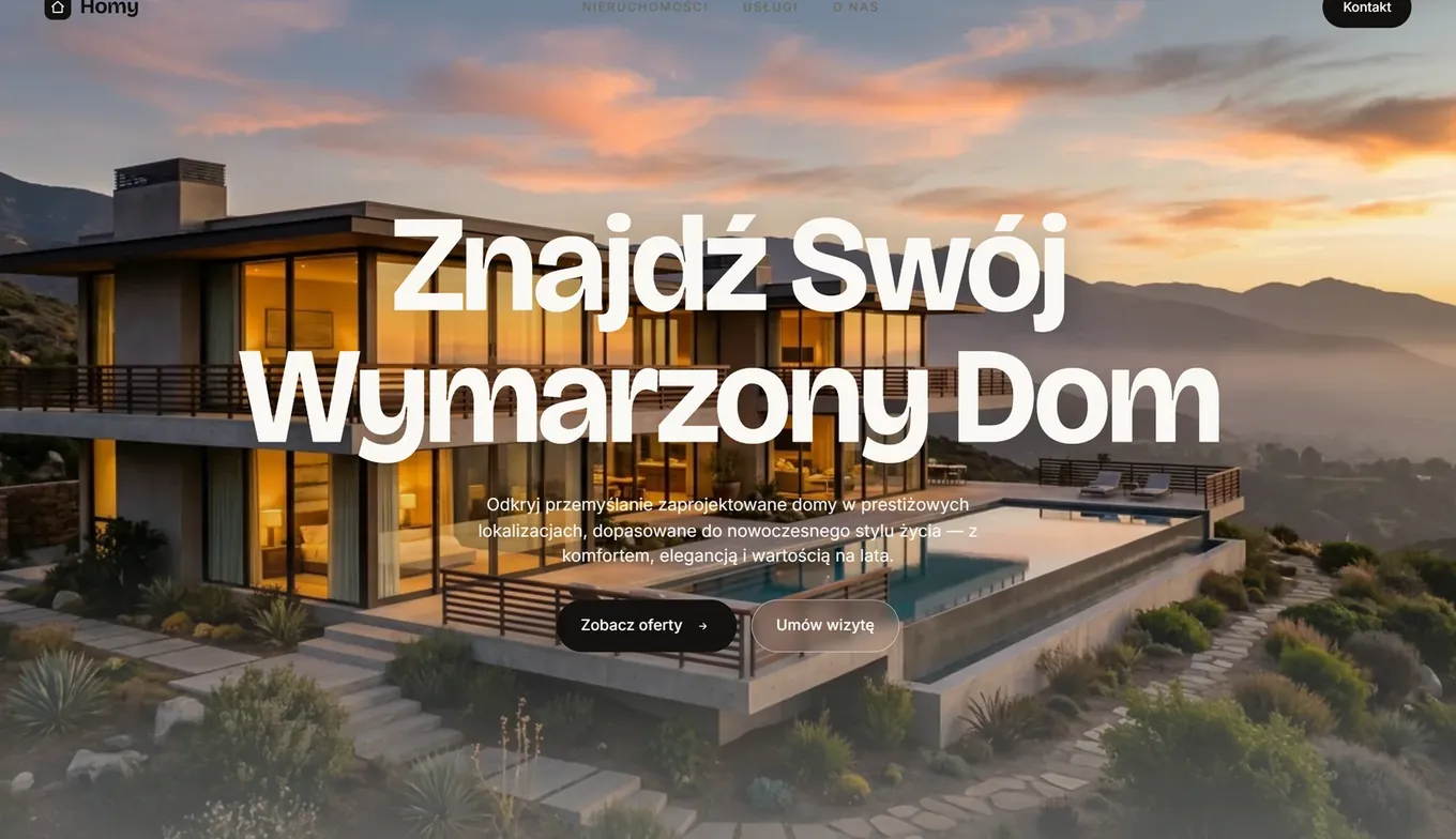Homy - Hero z tekstem jako głównym elementem kompozycji