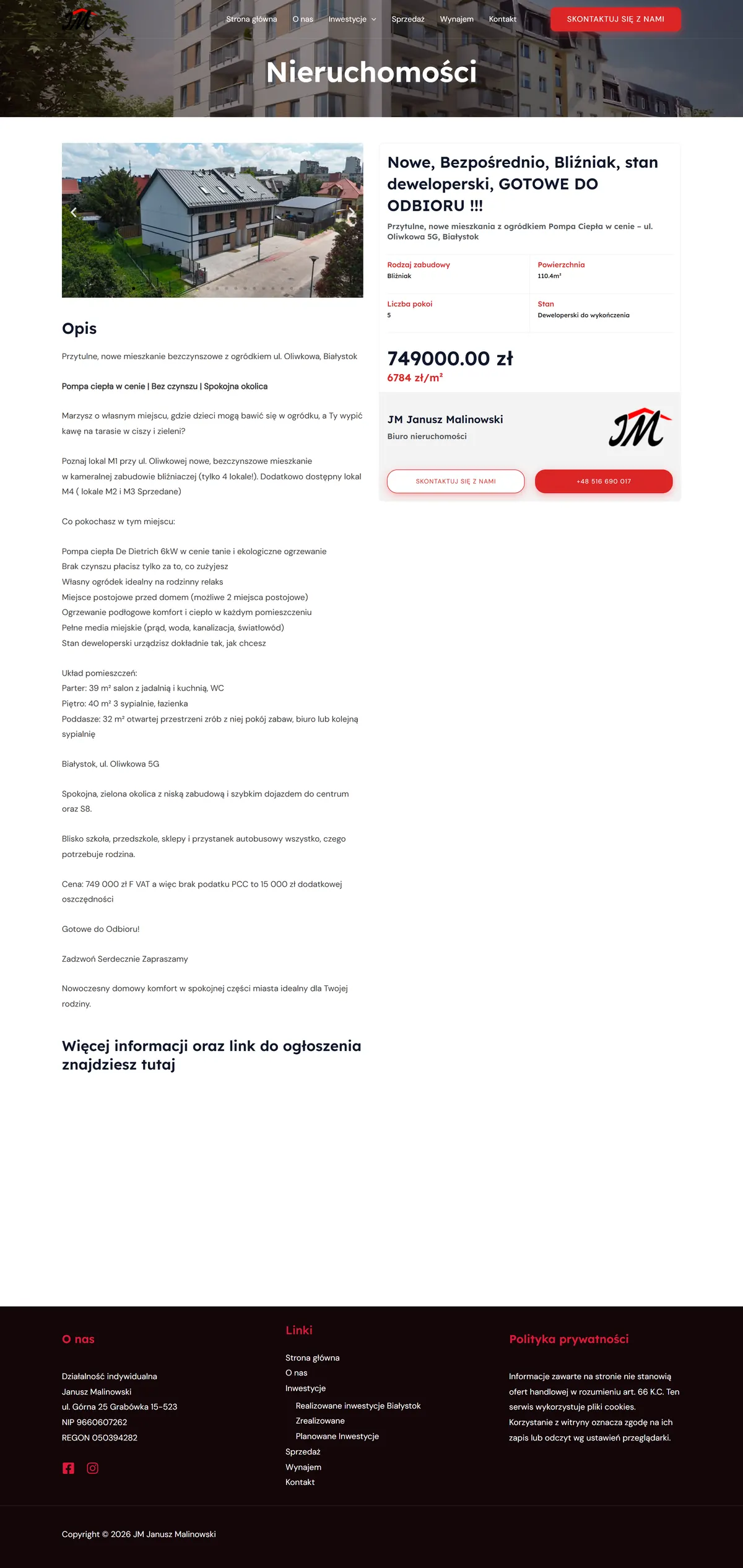 JM Janusz Malinowski - karta pojedynczego ogłoszenia